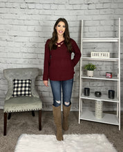 Load image into Gallery viewer, Ruby Red Crisscross Sweater
