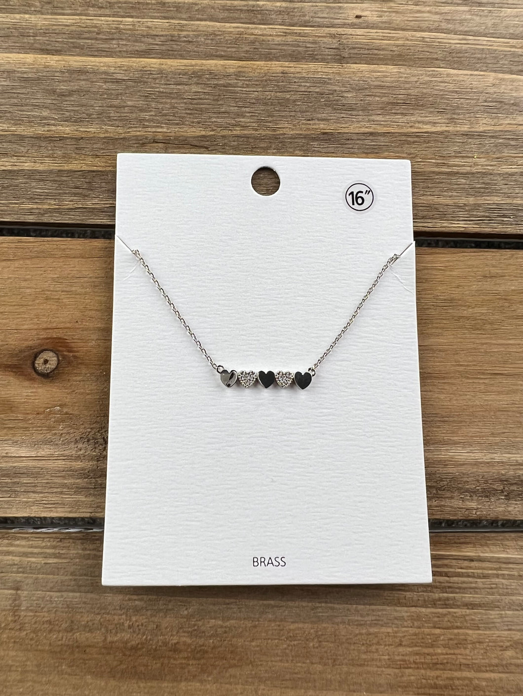 Silver Heart Bar Pendant Necklace